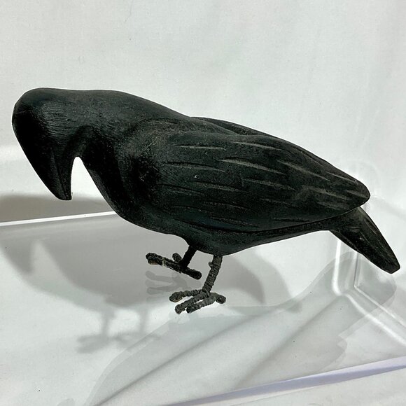 Decorative Wood Crow About 8" - Picture 1 of 8